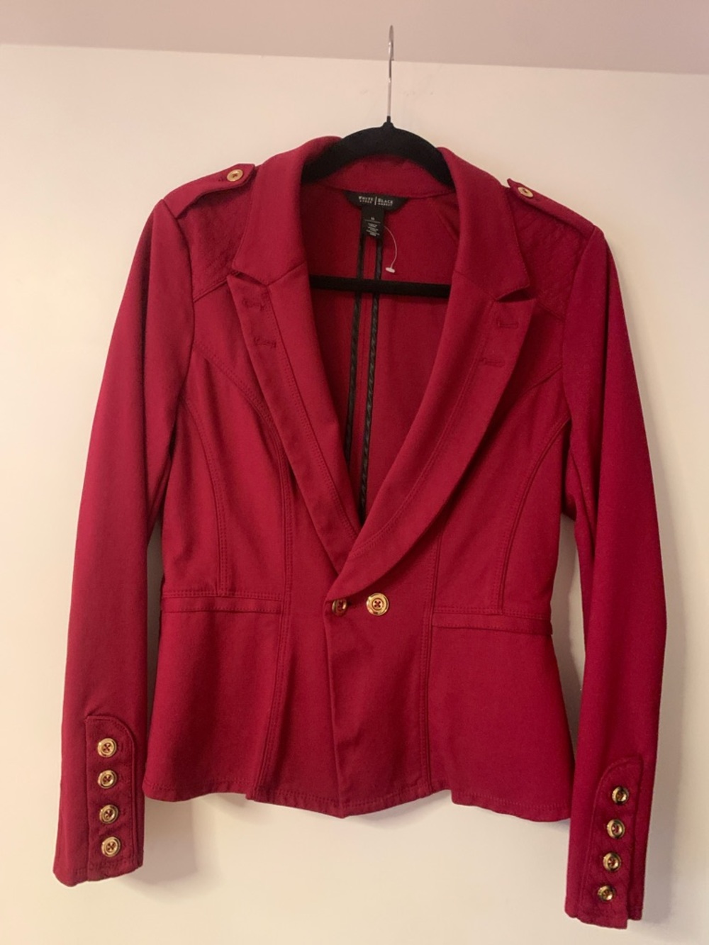 White House Black Market Red Tailored Blazer with Gold Buttons